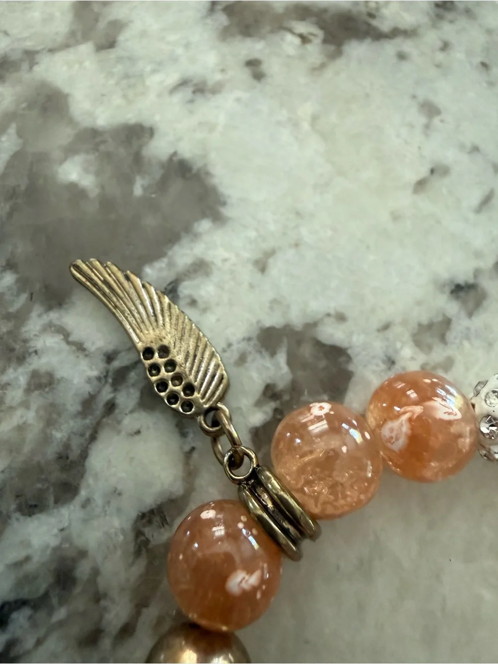 Handcrafted Charm Speckled Glass Beaded Bracelet Tassels elephant leaf‎ stretch